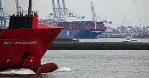 WEC Mondriaan Rotterdam, cargo container ship near port Credit: Kees Torn