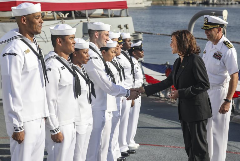 U.S. vice president visits warship moored at Japan