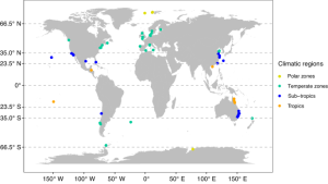 Responses of marine trophic levels to the combined effects of ocean acidification and warming