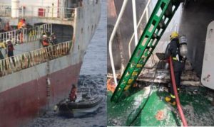 Indian Navy Rescues Fire-Hit Vessel with 14 Indian Crew in Gulf of Oman