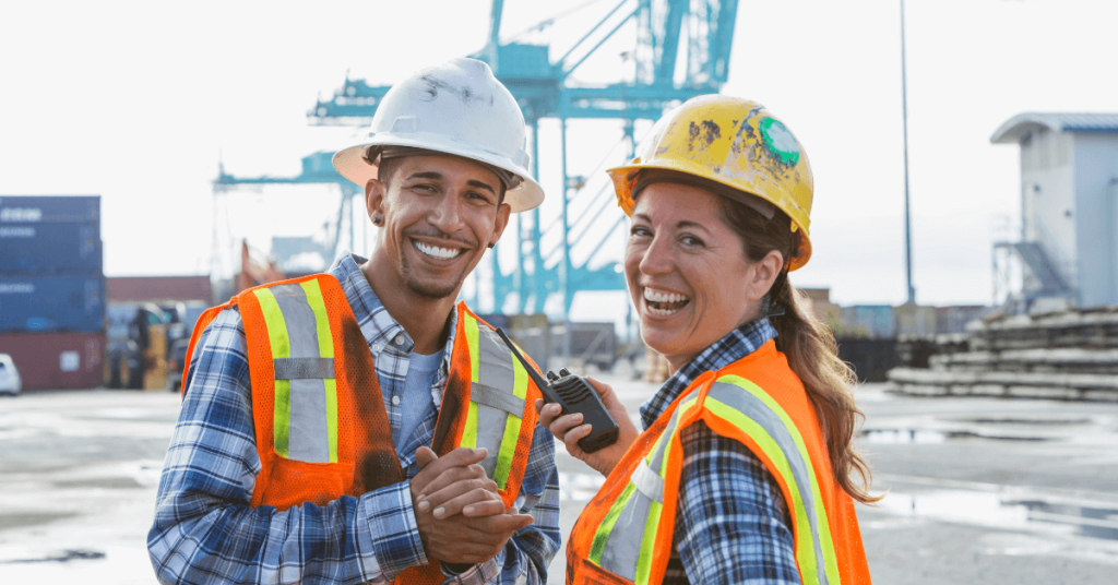 Workers at shipping port
